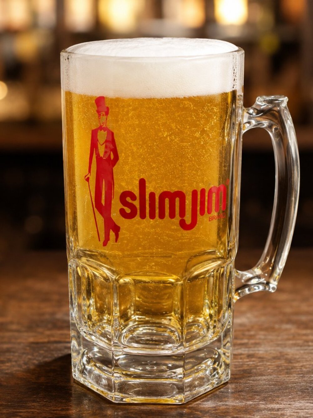 Vintage Slim Jim 1 L Glass Beer Mug